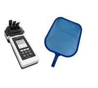 MediMuc PoolLab 2.0 mit 70 Testtabletten und Extra Laubkescher - Photometer - 24 Parameter - Bluetooth, WiFi, 2,4 Zoll Farbdisplay, App