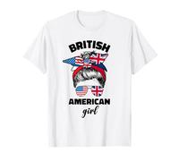 Medio americano británico América Gran Bretaña Reino Unido bandera niña Camiseta