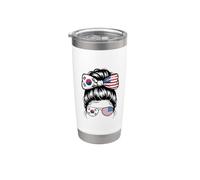 Medio americano, mitad coreana, niña, bandera coreana, Corea del Sur Vaso térmico de acero inoxidable de doble pared