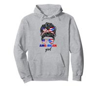 Medio Americano y puertorriqueño Rico Bandera Mezcla Chica Boricua Sudadera con Capucha