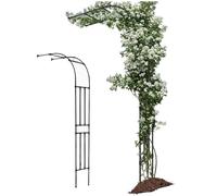 Medio arco de jardín de metal para plantas trepadoras, enrejado verde de 90 x 240 cm, pera, soporte ideal para vides, flores y pers.