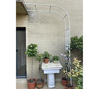 Medio arcos de jardín enrejado de metal para rosas, plantas, arco, pérgola montada en la pared, altura 2,4 m, resina resistente a la intemperie, soporte resistente (color: blanco, tamaño: 240 x 240