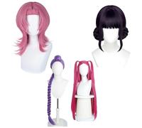 Medio Blanco Cosplay De Cola De Cola Trenzada De Medio Color Morado, Peluquería De Disfraz De Fiesta De Halloween Inspirado En Anime Para Mujeres Y Niñas D
