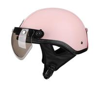 Medio Casco con Borde Tea Espejo Motocicleta Seguridad Cascos Clásicos Adecuado para Coche Eléctrico Cruiser Adulto Transpirable PU Cuero Carretera Legal