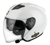 Medio Casco de Moto Abierto con Bluetooth Integrado,ECE Homologado Half-Helmet Casco Moto Jet Scooter para Mujer Hombre Adultos,con Micrófono Incorporado y Doble Visera E,XL