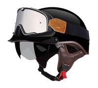 Medio Casco De Motocicleta Cascos Half-Helmet con Gafas Cascos Abiertos De Moto Retro Homologado ECEDOT con Visera Casco Moto Jet para Hombres Y Mujeres Forro Extraíble K,XL:61-62CM