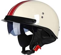 Medio casco de motocicleta retro 3/4 Cascos de moto de cara abierta con visera oculta Aprobado por DOT Casco de moto vintage para hombres Mujeres Street Scooter ATV ( Color : C , Size : XL=59-60cm )