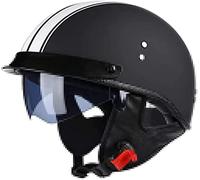 Medio casco de motocicleta retro 3/4 Cascos de moto de cara abierta con visera oculta Aprobado por DOT Casco de moto vintage para hombres Mujeres Street Scooter ATV ( Color : D , Size : L=57-58cm )