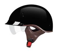 Medio Casco De Motocicleta Retro Cascos Half-Helmet Homologado ECEDOT Casco Jet para Ciclomotor Cascos Abiertos De Moto con Visera para Hombres Y Mujeres Adultos E,XL:61-62CM