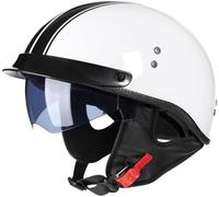 Medio Casco De Motocicleta Vintage, Cascos Moto Hombre Jet Casco de Motocicleta Retro Estilo alemán con Visera Cascos Ciclomotor Hombres Mujeres Cascos Scooter Homologado ECE 2,M=56-58cm