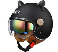 Medio Casco De Motocicleta with Double Visor Cascos Abiertos De Moto para Adultos Casco Half-Helmet Cómodo Y Transpirable para Hombres Y Mujeres Adultos Homologado ECEDOT H,L