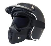 Medio Casco Jet 3/4 con Gafas Cascos Half-Helmet Retro Cascos Abiertos De Moto Aprobado DOTECE Casco Motocicleta Resistente Unisexo Adultos Apto para Todas Las Estaciones K,S:55-56CM