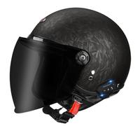Medio Casco Jet 3/4 Retro Cascos Half-Helmet Cuero PU Bluetooth Certificación DOTECE Cascos Abiertos De Motocicleta con Visera para Hombres Mujeres Adultos Cuatro Estaciones F,L:59-60CM