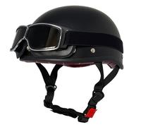 Medio Casco Jet Motocicleta Retro Casco Half-Helmet Vintage con Gafas Cascos Abiertos De Moto Cascos De Ciclomotor Homologado ECEDOT para Hombres Y Mujeres Forro Extraíble Z,XL:61-62CM