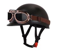 Medio Casco Jet Motocicleta Retro Cascos Abiertos De Moto Vintage Casco Half-Helmet Portátil con Gafas Certificado ECEDOT para Hombres Y Mujeres Adultos Forro Extraíble D,XXXL:65-66CM