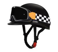 Medio Casco Jet Motocicleta Retro Cascos Abiertos De Moto Vintage Casco Half-Helmet Portátil con Gafas Certificado ECEDOT para Hombres Y Mujeres Adultos Forro Extraíble K,S:55-56CM