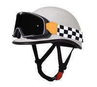 Medio Casco Jet Motocicleta Retro Cascos Abiertos De Moto Vintage Casco Half-Helmet Portátil con Gafas Certificado ECEDOT para Hombres Y Mujeres Adultos Forro Extraíble S,M:57-58CM