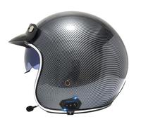 Medio Casco Moto Jet Bluetooth Cascos Abiertos De Motocicleta con Visera Casco Half-Helmet Scooter Homologado ECEDOT para Hombres Y Mujeres Adultos con Altavoz Y Micrófono H,XXL:63-64CM