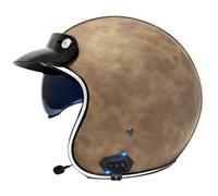 Medio Casco Moto Jet Bluetooth Cascos Abiertos De Motocicleta con Visera Casco Half-Helmet Scooter Homologado ECEDOT para Hombres Y Mujeres Adultos con Altavoz Y Micrófono J,XXL:63-64CM