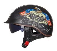 Medio Casco Moto Jet Retro Cascos Abiertos De Motocicleta Homologado ECEDOT Casco Half-Helmet Resistente Y Duradero con Escalable Visera para Hombres Y Mujeres Adultos B,M:57-58CM