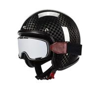 Medio Casco Motocicleta Retro ECEDOT Homologado 3/4 Fibra De Carbono Cascos Abiertos Jet Moto para Hombres Y Mujeres Casco Half-Helmet Vintage con Gafas Forro Extraíble B,XXL:63-64CM