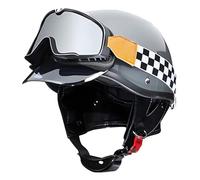 Medio Casco Motocicleta Retro ECEDOT Homologado Casco Half Helmet Jet para Hombres Y Mujeres Cascos Abiertos De Moto con Gafas Cascos Scooter Ciclomoter para Adultos B,XXL:63-64CM