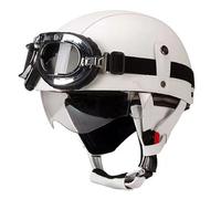 Medio Casco Motocicleta Vintage Casco Half-Helmet Retro con Gafas Cascos Abiertos De Moto DOTECE Homologado Medio Casco Scooter Casco Jet para Hombres Y Mujeres Adultos L,S:55-56CM