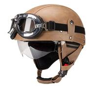 Medio Casco Motocicleta Vintage Casco Half-Helmet Retro con Gafas Cascos Abiertos De Moto DOTECE Homologado Medio Casco Scooter Casco Jet para Hombres Y Mujeres Adultos Y,XL:61-62CM