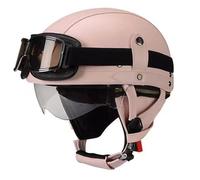 Medio Casco Motocicleta Vintage Casco Half-Helmet Retro con Gafas Cascos Abiertos De Moto DOTECE Homologado Medio Casco Scooter Casco Jet para Hombres Y Mujeres Adultos U,XL:61-62CM