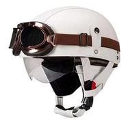 Medio Casco Motocicleta Vintage Casco Half-Helmet Retro con Gafas Cascos Abiertos De Moto DOTECE Homologado Medio Casco Scooter Casco Jet para Hombres Y Mujeres Adultos M,L:59-60CM