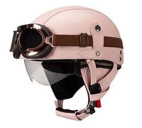 Medio Casco Motocicleta Vintage Casco Half-Helmet Retro con Gafas Cascos Abiertos De Moto DOTECE Homologado Medio Casco Scooter Casco Jet para Hombres Y Mujeres Adultos S,L:59-60CM