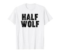 Medio Lobo de Halloween Camiseta gráfica económica, Hombre, Blanco, L
