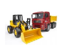 Medio Obra Bruder Man Set Dumper Camión Y Rascador 1:16 , Modelo 02752 , para