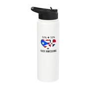 Medio Puerto Rico Medio Dominicano Bandera Boricua Domis PR RD Stainless Steel Insulated Water Bottle