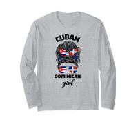 Medio República Dominicana y Cuba Bandera Chica Mujeres Mix Manga Larga