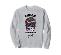 Medio República Dominicana y Cuba Bandera Chica Mujeres Mix Sudadera