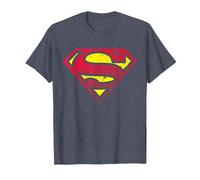 Medio Tono con Logotipo de Superman DC Camiseta, Hombre, Azul Jaspeado, 4XL