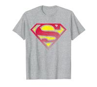 Medio Tono con Logotipo de Superman DC Camiseta, Hombre, Gris Jaspeado, 5XL