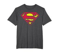 Medio Tono con Logotipo de Superman DC Camiseta, Hombre Tallas Grandes, Jaspeado Oscuro, 4X Alto