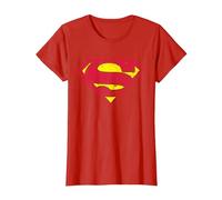Medio Tono con Logotipo de Superman DC Camiseta, Mujer, Rojo, 3XL