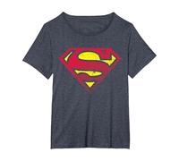 Medio Tono con Logotipo de Superman DC Camiseta, Mujer Tallas Grandes, Azul Jaspeado, 1XL Grande