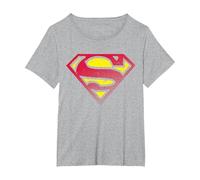 Medio Tono con Logotipo de Superman DC Camiseta, Mujer Tallas Grandes, Gris Jaspeado, 1XL Grande