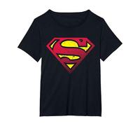Medio Tono con Logotipo de Superman DC Camiseta, Mujer Tallas Grandes, Negro, 1XL Grande