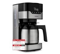 MEDION Cafetera con jarra térmica y temporizador (filtro, 8 tazas, 1,2 l, 900 W, 3 niveles, función mantener caliente, antigoteo, pantalla, MD18458) acero inoxidable