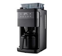 MEDION con molinillo y jarra termo (1 litro, máx. 8 tazas, 8 posiciones de molido, máx. 1000 vatios, temporizador, pantalla LED, antigoteo, filtro permanente, MD19911)