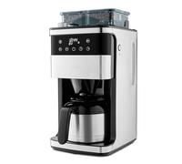 MEDION con molinillo y jarra termo (1 litro, máx. 8 tazas, 8 posiciones de molido, máx. 1000 vatios, temporizador, pantalla LED, antigoteo, filtro permanente, MD19911)