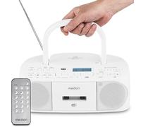 MEDION DRX-1 Plus Boombox (Radio portátil Dab+ y FM, Bluetooth, Reproductor de CD, MP3, Casete, Salida Auriculares, estéreo, AUX, Corriente y Pilas) Blanco