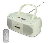 MEDION E65010 Radio estéreo (reproductor de CD, casete, conexión USB, entrada de audio AUX, reproducción MP3. Radio FM PLL, memoria para 40 emisoras, funcionamiento con pilas, mando a distancia) verde