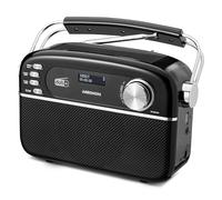 MEDION E66809 Dab Plus Radio Solar portátil (diseño Retro, Panel Solar, Bluetooth, Dab+ FM, batería Recargable integrada, Puerto USB, AUX, Temporizador de Apagado, Antena telescópica) Negro