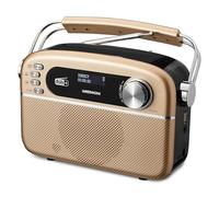 MEDION E66809 Radio Solar portátil Dab Plus (diseño Retro, Panel Solar, Bluetooth, Dab+ FM, batería Recargable integrada, Puerto USB, AUX, Temporizador de Apagado, Antena telescópica) Cobre